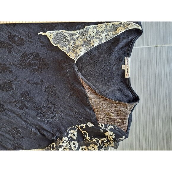 Vintage Spencer Alexis Black Lace Victorian Dark Romantic Top Blouse Shirt Med - Picture 10 of 10